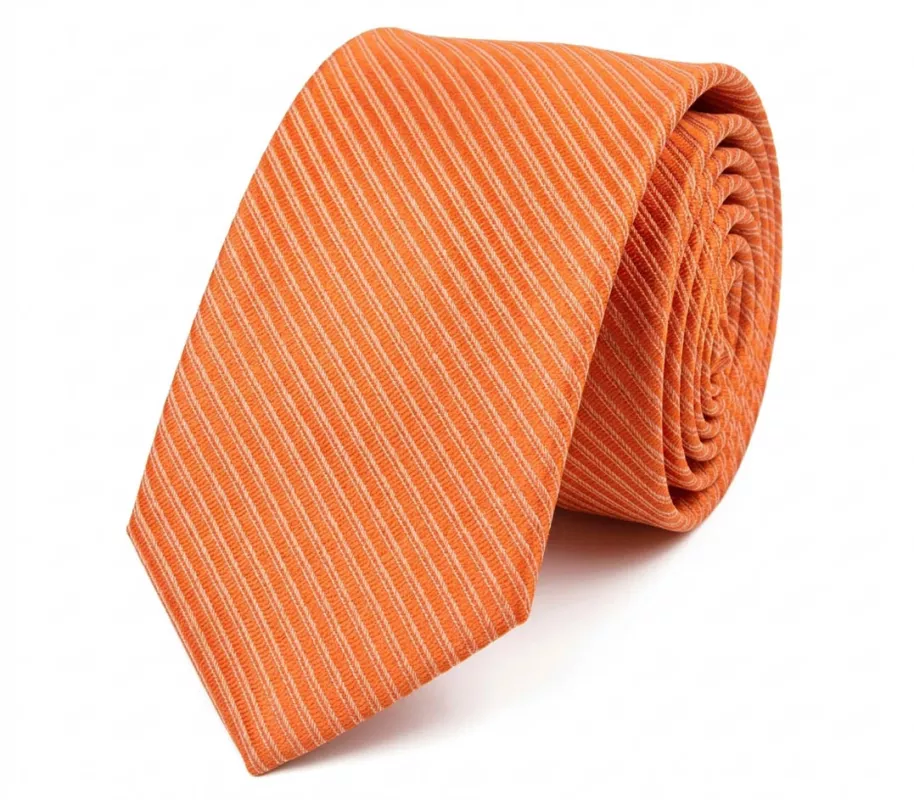 Pánský dárkový set Barry W. – oranžová kravata, kapesníček a manžetové knoflíčky (šířka 10 cm)
