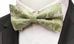 Motýlek Paisley – Olivově zelený: Elegantní pánský motýlek s jemným vzorem